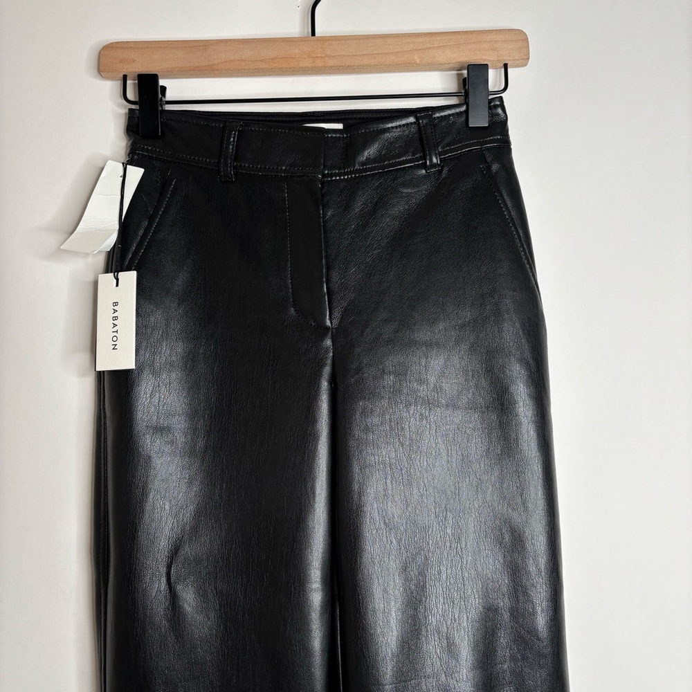 Aritzia Babaton Command Cropped Pant Mid-rise Vegan Leather pants size 00 - Picture 4 of 12